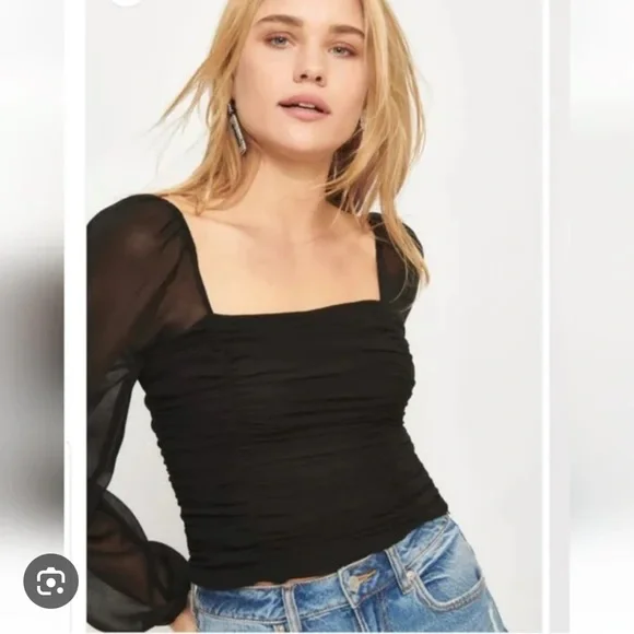 Dynamite Ruched Sheer Blouse, Size Small - Picture 3 of 3